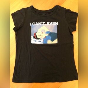 Disney Girls Snow White Black T-Shirt Size XL (14-16), “I can’t even” text, soft